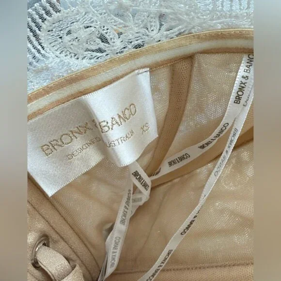 🆕 BRONX & BANCO 🧿 NWOT Maraya Blanc Lace Mini Dress, Sz XS US 2 - Picture 14 of 15